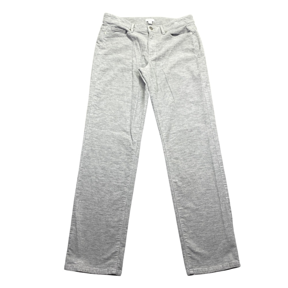 J. Jill Womens Gray Corduroy Straight Leg Pants Size 8 Heathered Stretch Preppy